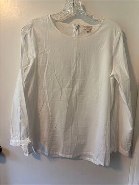 J. Crew White Long-Sleeve Cotton Top